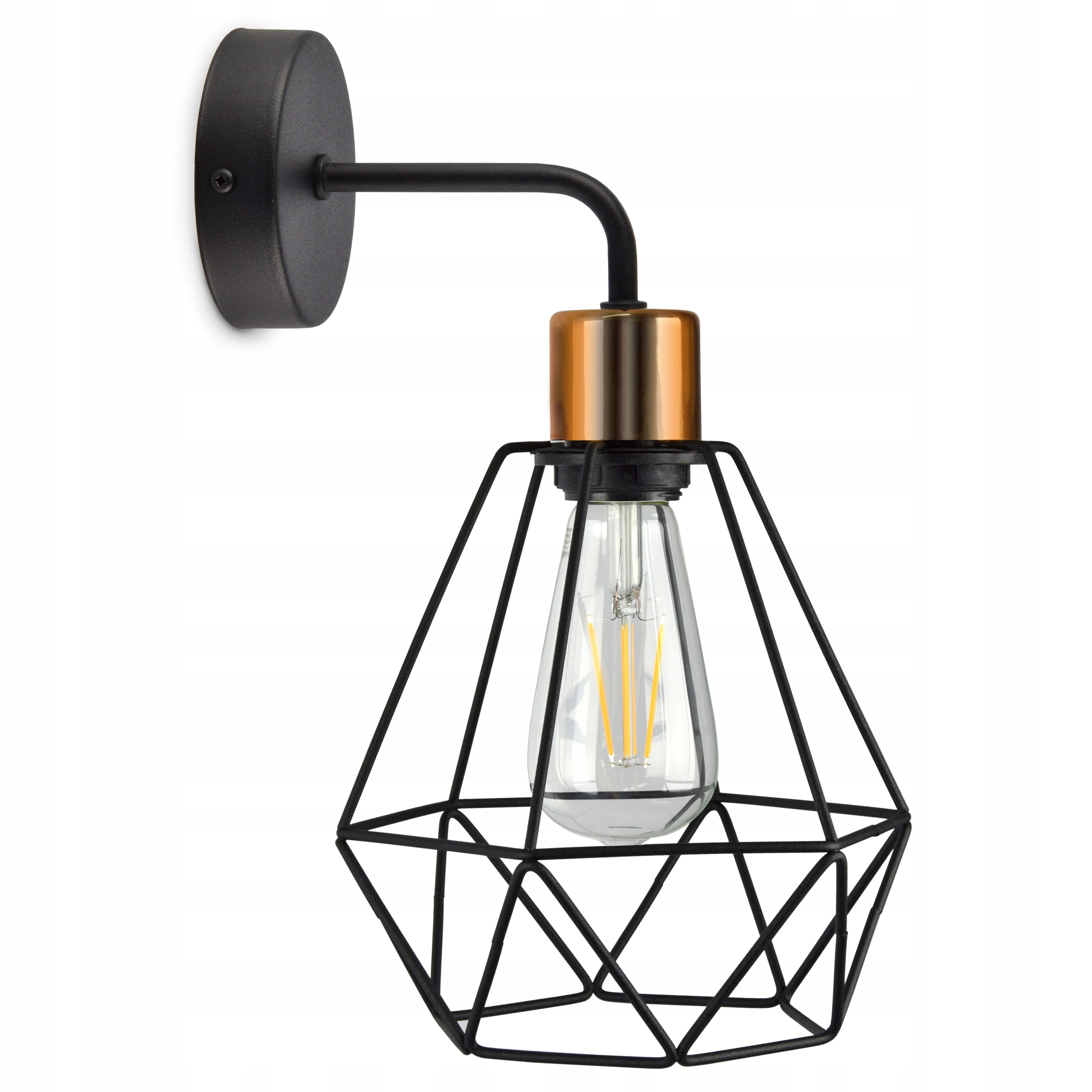

Lampa Ścienna Kinkiet Druciany Diament Miedź Led