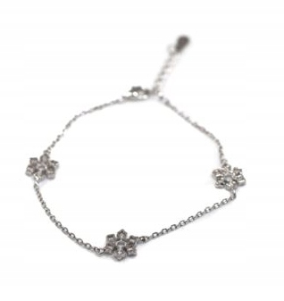 Stříbrný náramek Ag 925 se třemi sněhovými vločkami