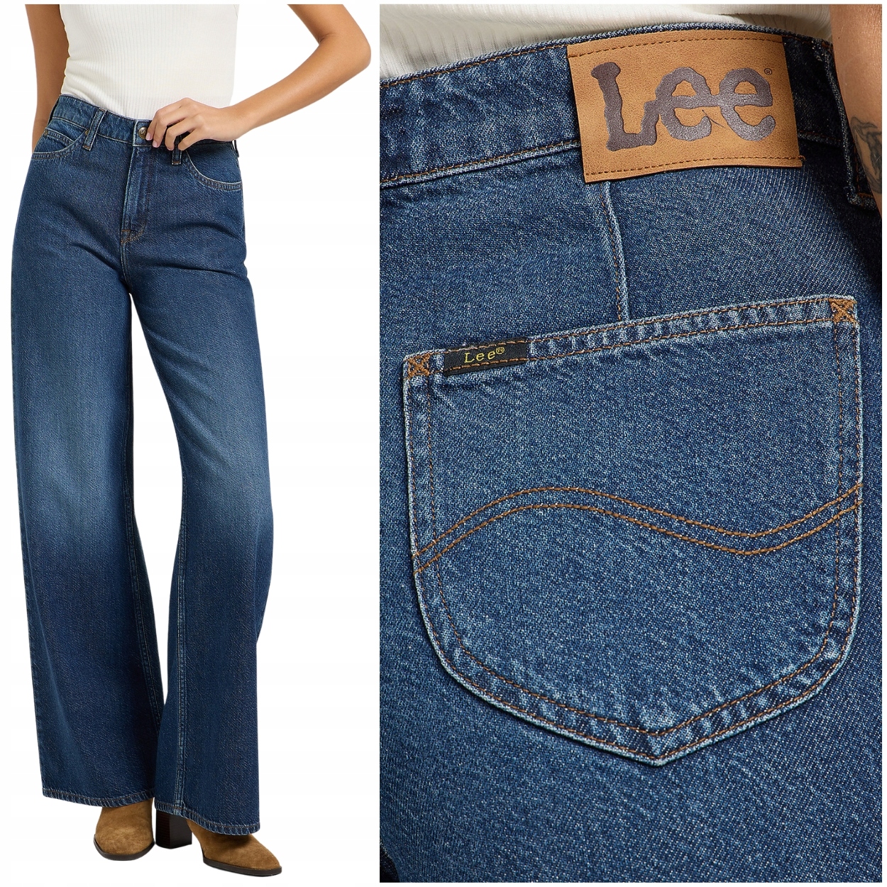 Lee Stella A Line vysoké široké dámské džínové kalhoty palazzo W33 L33
