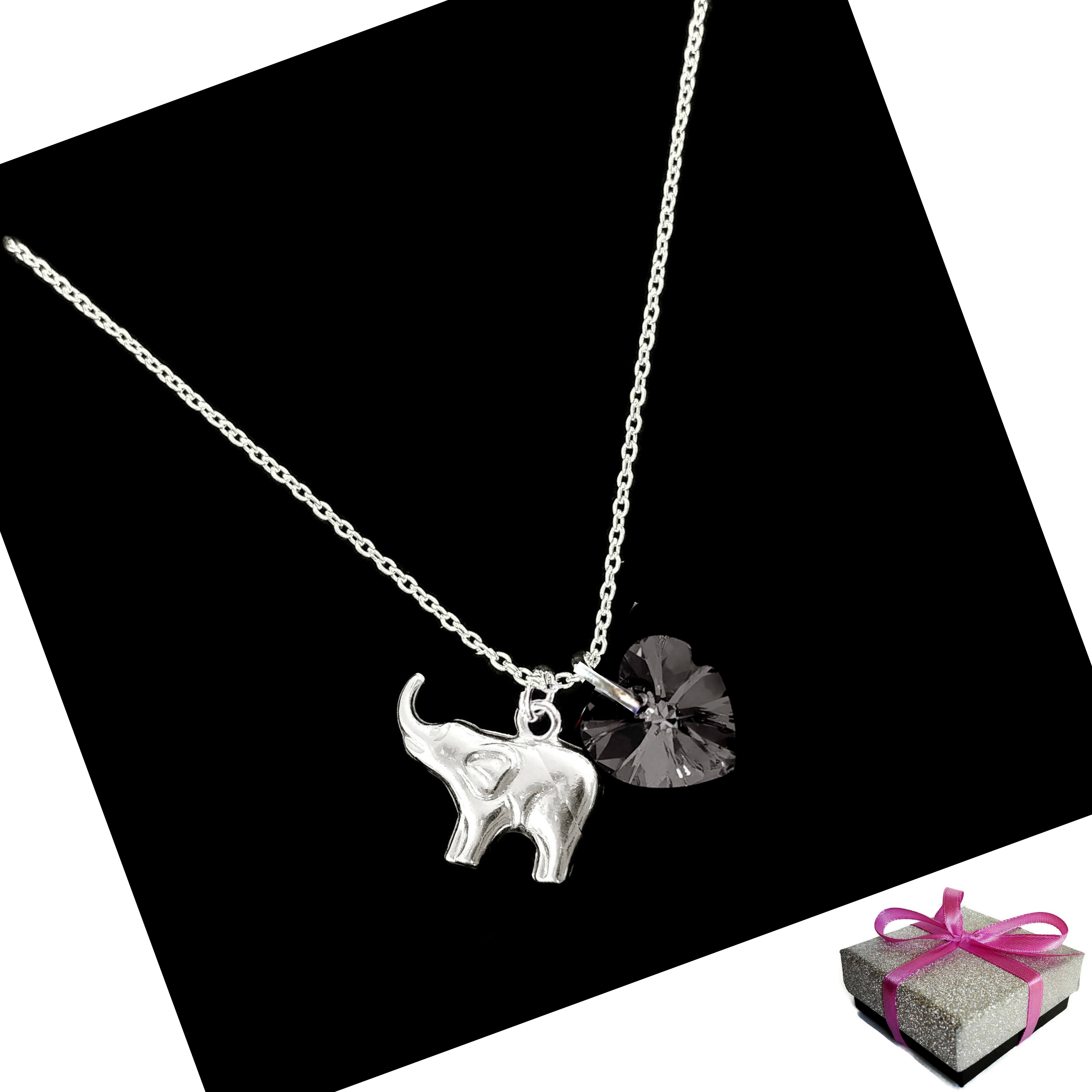 

Srebrny Naszyjnik Słoń Słonik Serce Prezent