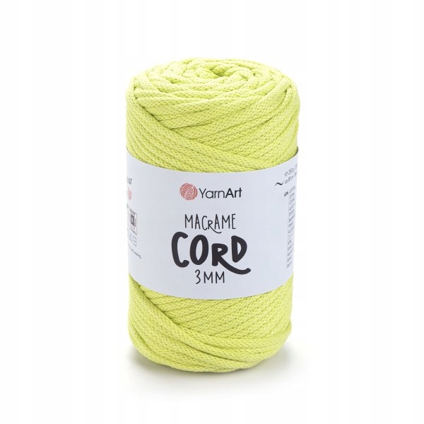 YarnArt Macrame Cord 3mm 755 žlutý provázek makramé sada 4 x 250 g