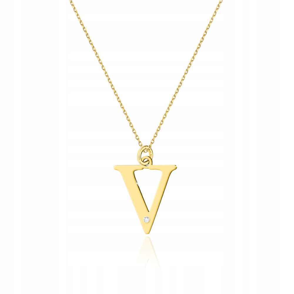 

Złoty Naszyjnik Literka V Z Brylantem Grawer 585