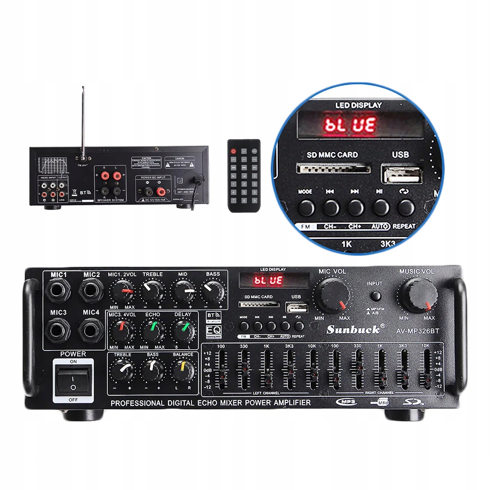 5.0 Bluetooth Zesilovač Pro Domácí Použití 2000W Hd-stereo