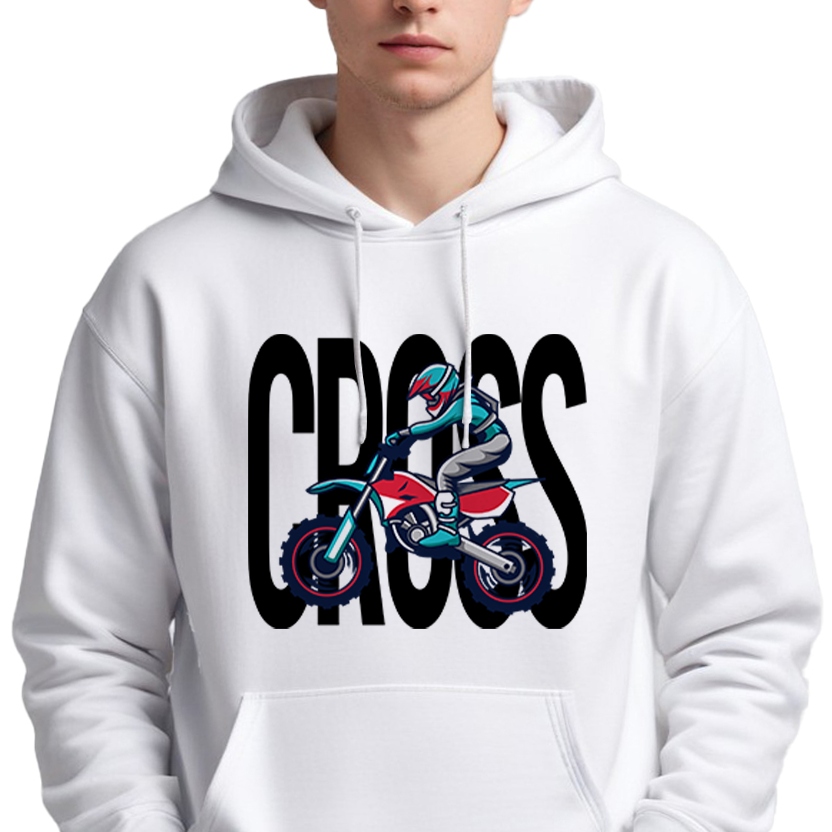 Pánská Mikina S Kapucí Bílá pro motorkáře Enduro MotoCross Cross M