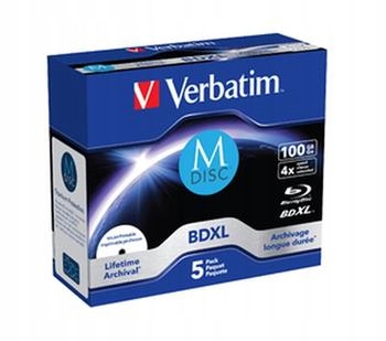 Verbatim M-disc Bd-r XL 100GB, 4x, printable, jewel case 5 ks