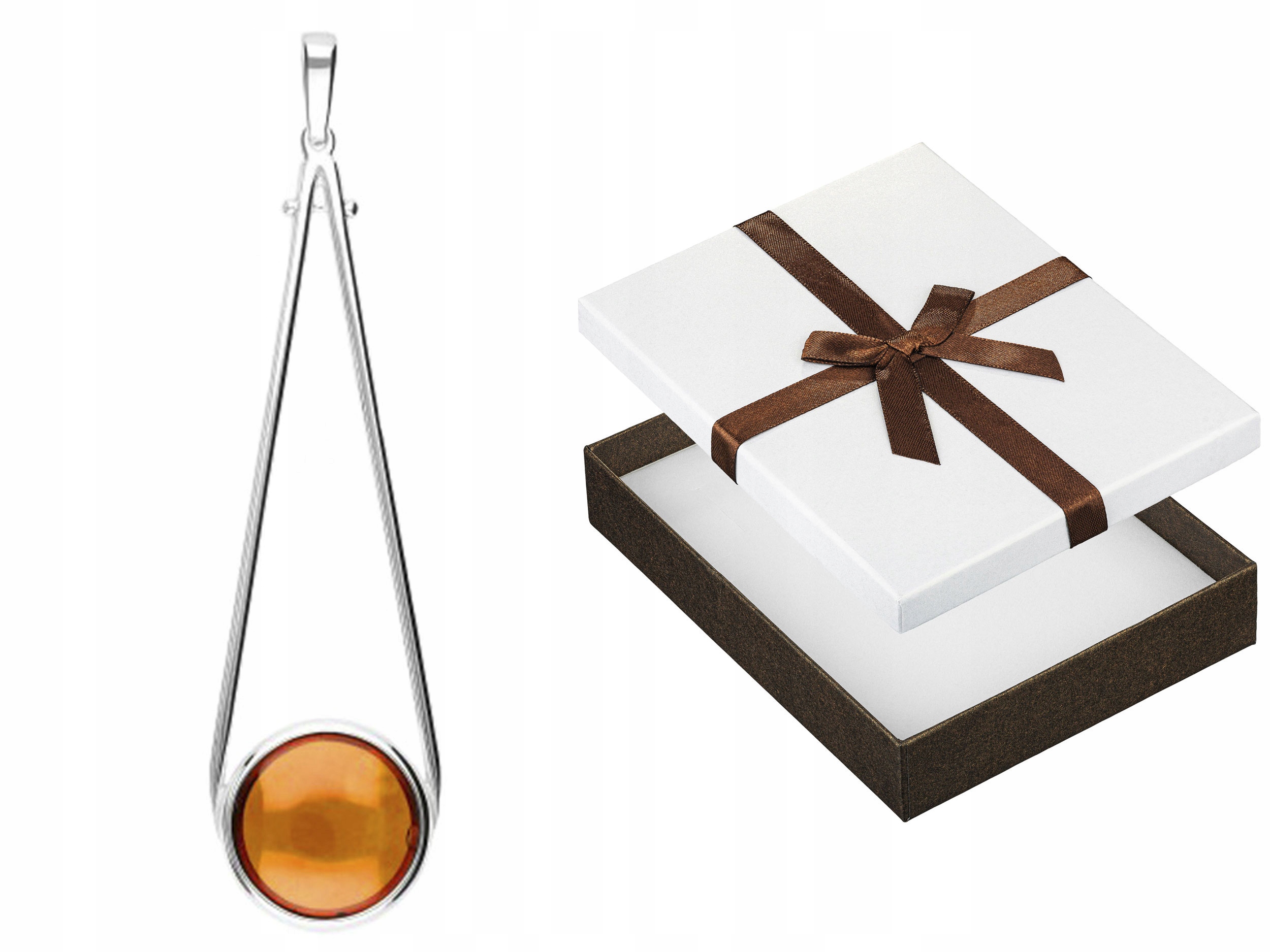 Stříbrný Přívěsek s jantarem Velký stříbrný dámský přívěsek Kapka Stříbro