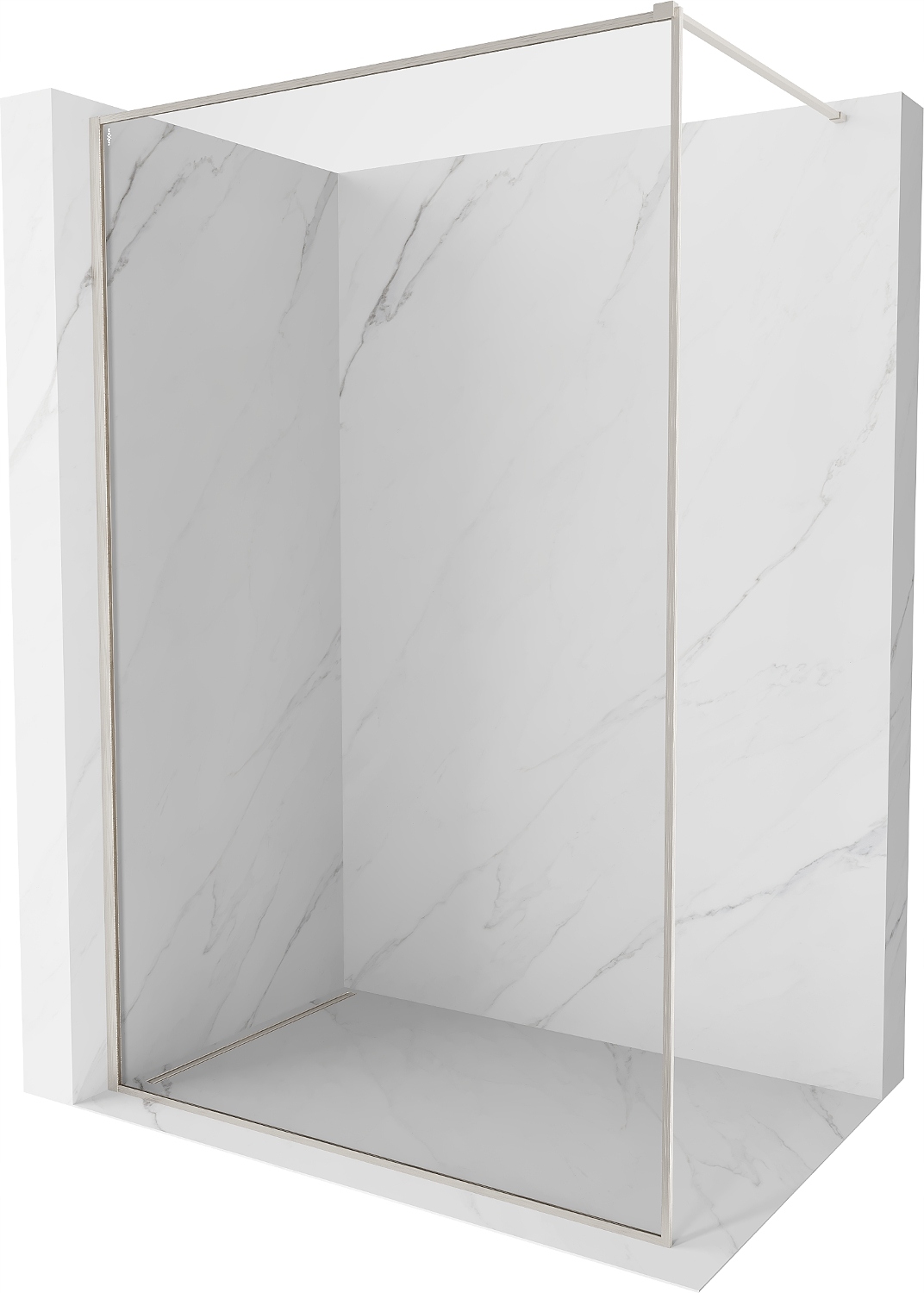 Mexen Kioto-F Walk-In sprchová stěna 180x202 cm, průhledná, kartáčovaný nik