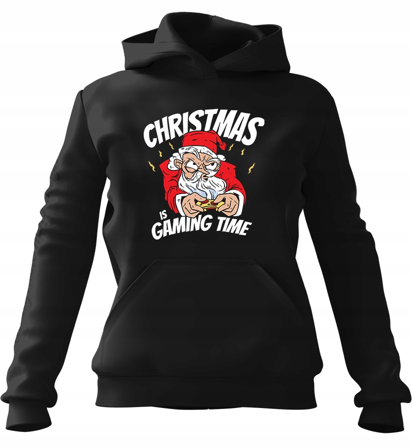 pánská mikina s kapucí Christmas Gaming Time Černá Xs pro muže a muže