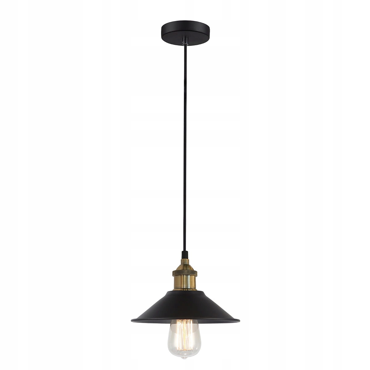 Italux Kermio Závěsná lampa Industriana černá s mosaznými akcenty