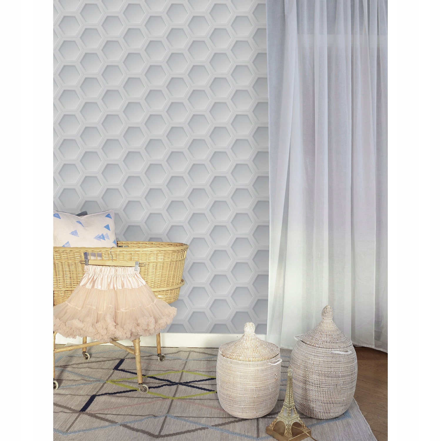 

Fototapeta na ścianę Biały sześciokąt 3d 250x104cm