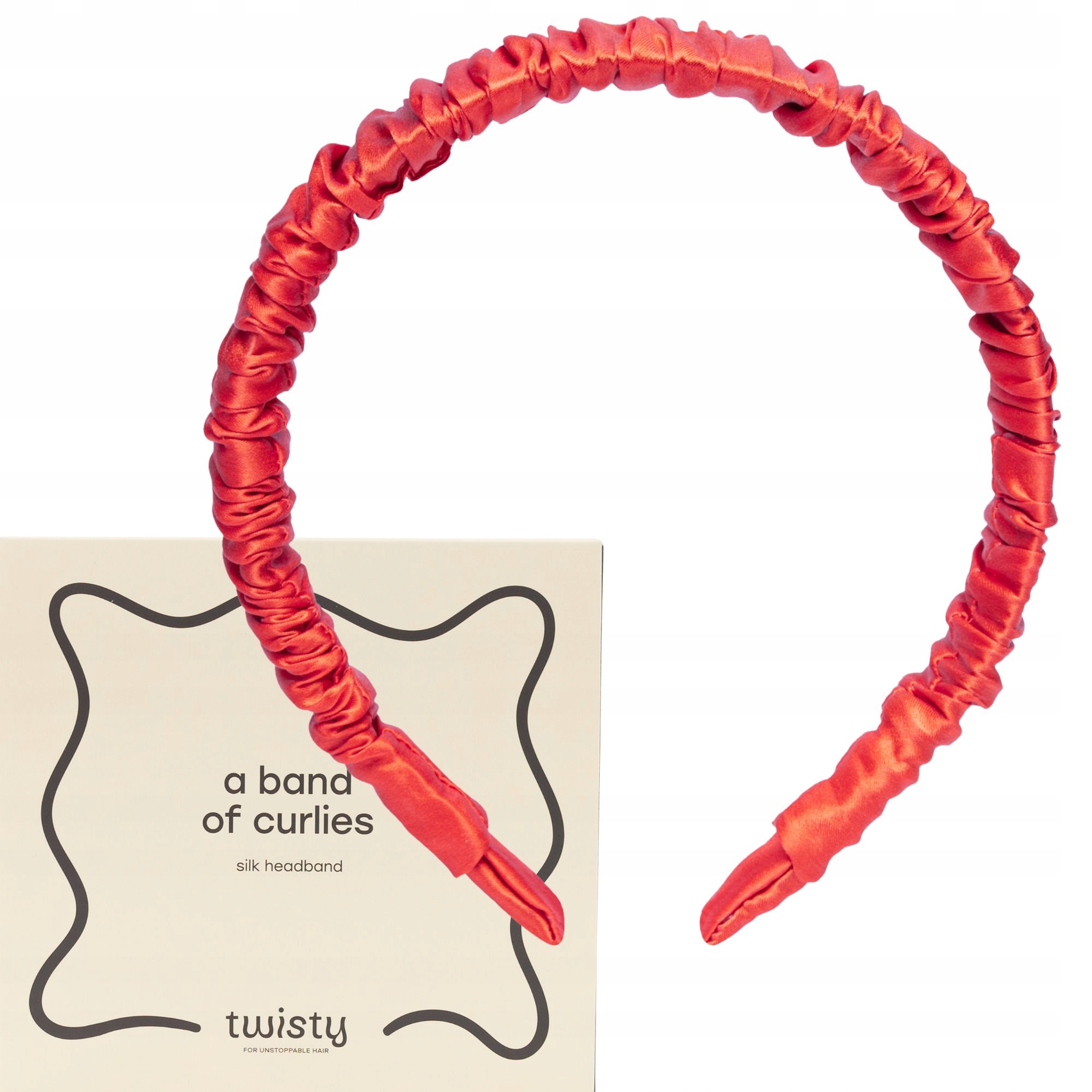 Čelenka do vlasů Jedwabna na hlavu přírodní hedvábí 100% červená Twisty