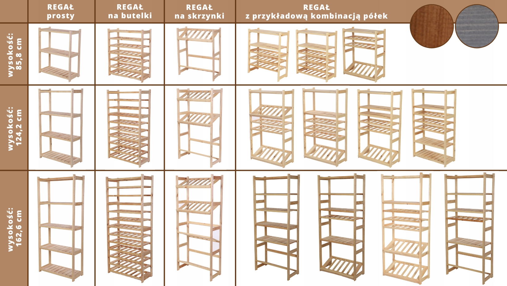 Regał na skrzynki butelki owoce LSR 2 pół Szary Materiał wykonania półki inny materiał