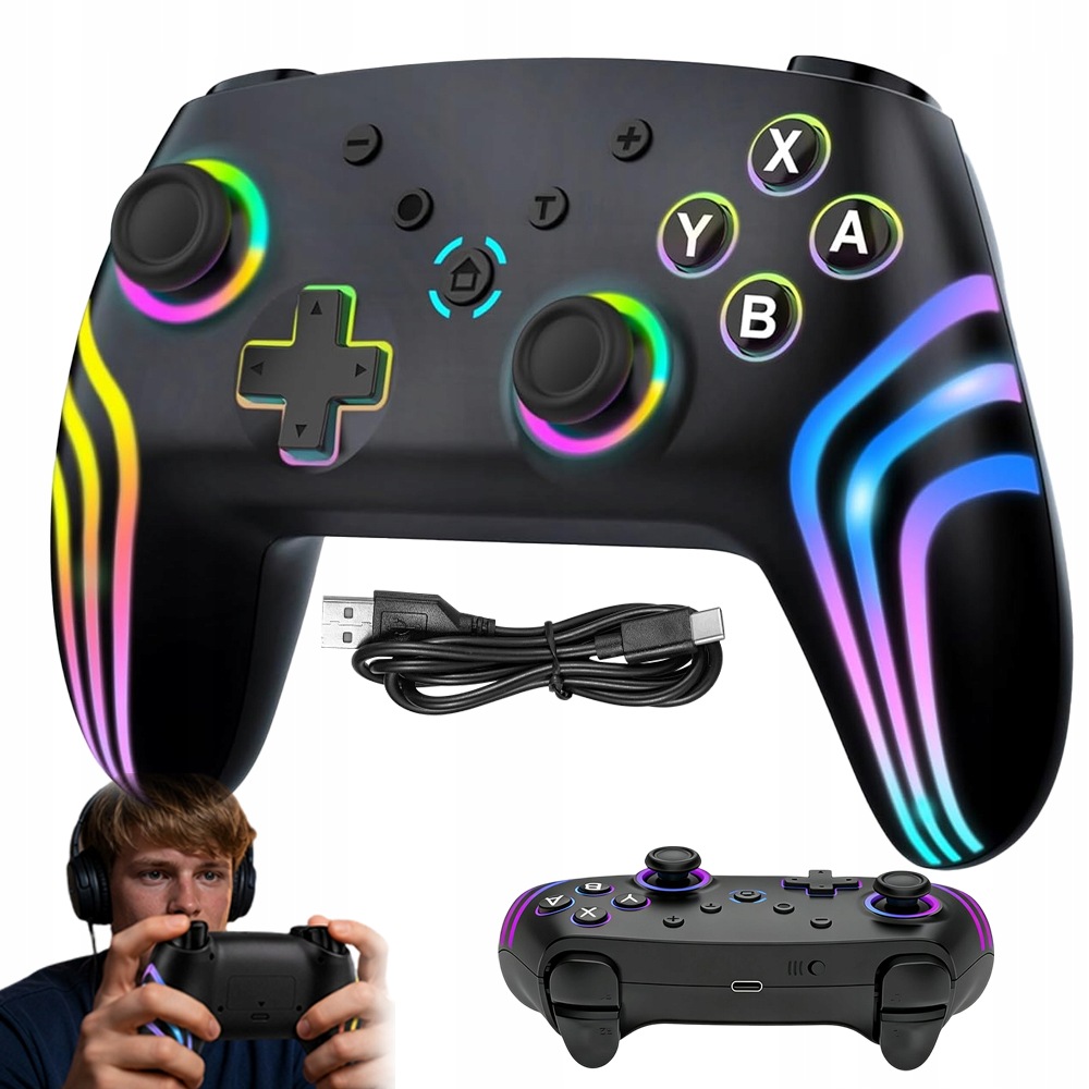Pad Bezprzewodowy Do Switch 2 Oled Lite Pro Podwójne Wibracje Rgb Bluetooth