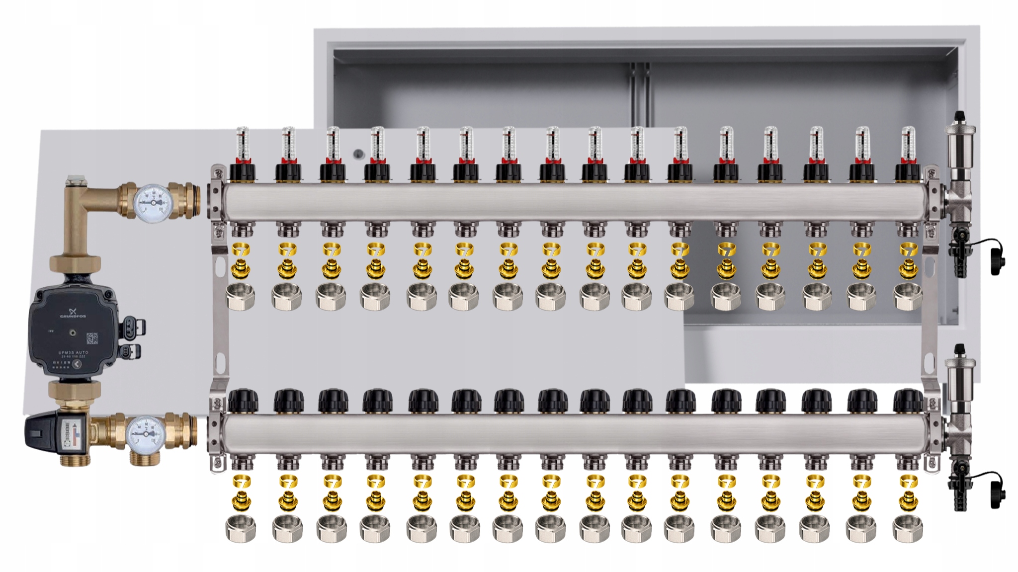 Nerezový rozdělovač pro podlahu 16 box Pompa Grundfos Pex