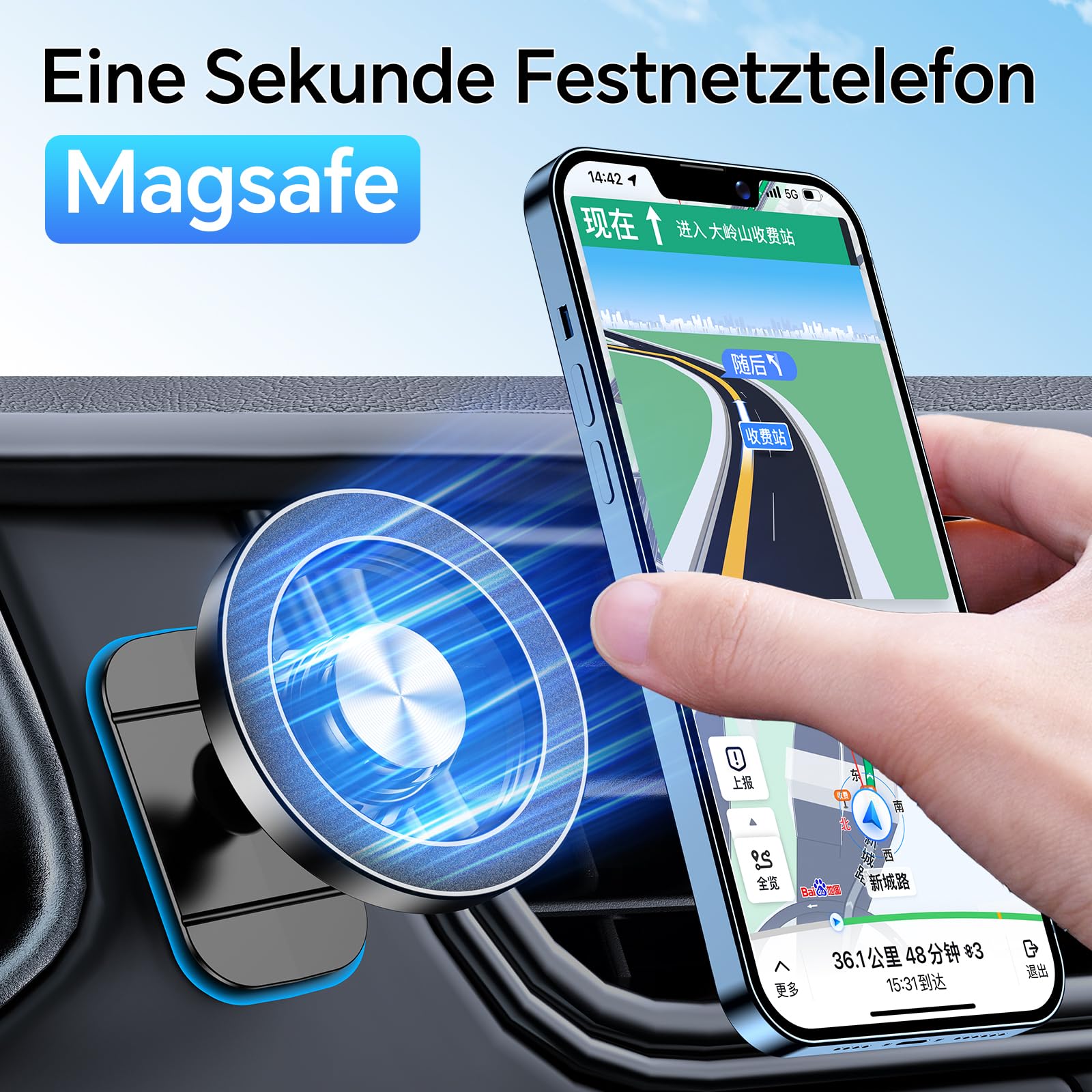 MAGSAFE Uchwyt Samochodowy Magnetyczny Do iPhone 16 15 14 13 12 Plus — miniatura 3