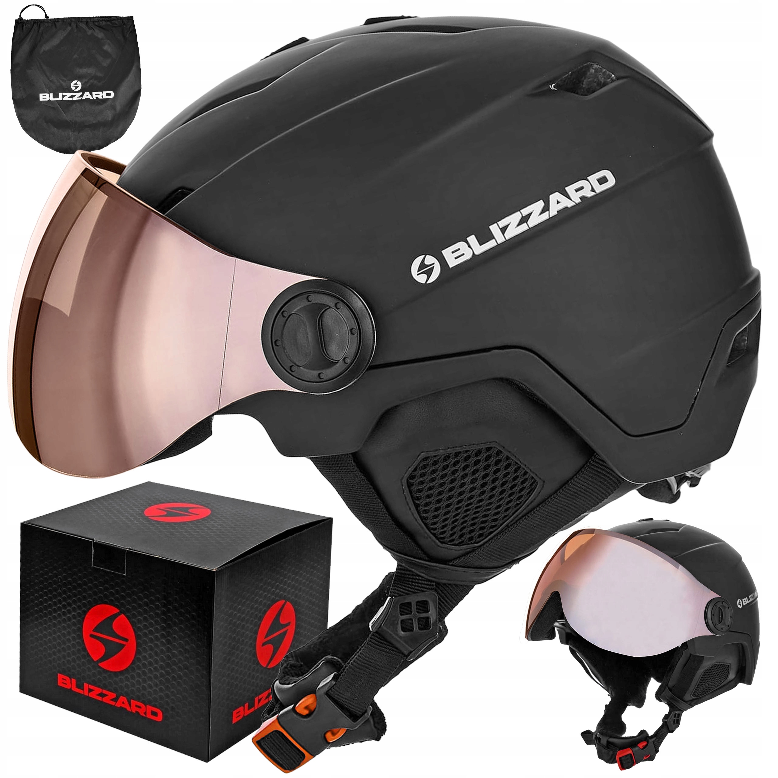 Lyžařská Helma Blizzard Double Visor S Přilbou A Sklem Orange 60-63 cm