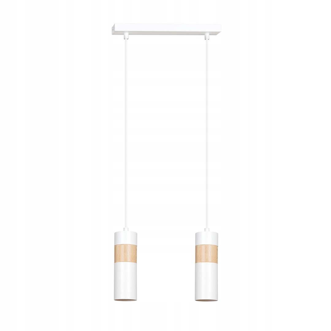 Závesná lampa Akari 2 White škandinávska tuby drevo biela