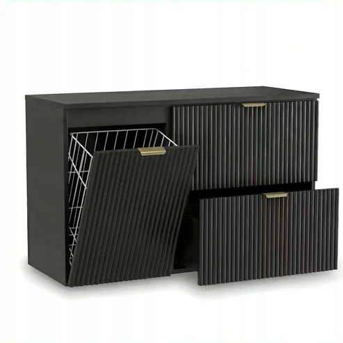 Skříňka pod umyvadlo s košem na prádlo 100 cm Černá Willy