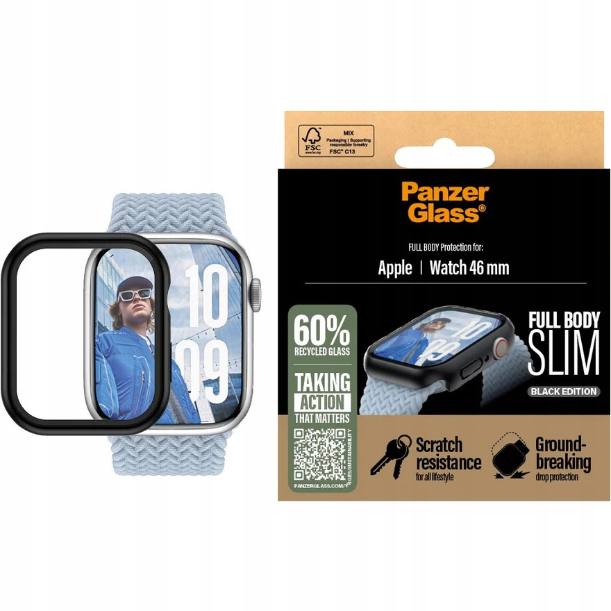 Pouzdro s tvrzeným sklem pro Apple Watch 10 46 mm, pevné, PanzerGlass