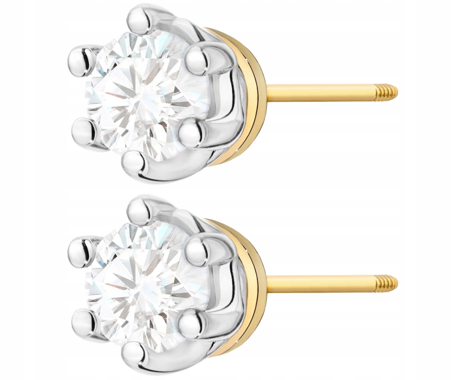 Zlaté Náušnice Klasické Šroubovací Tyčinky S Briliantem V Šesti Tlapkách