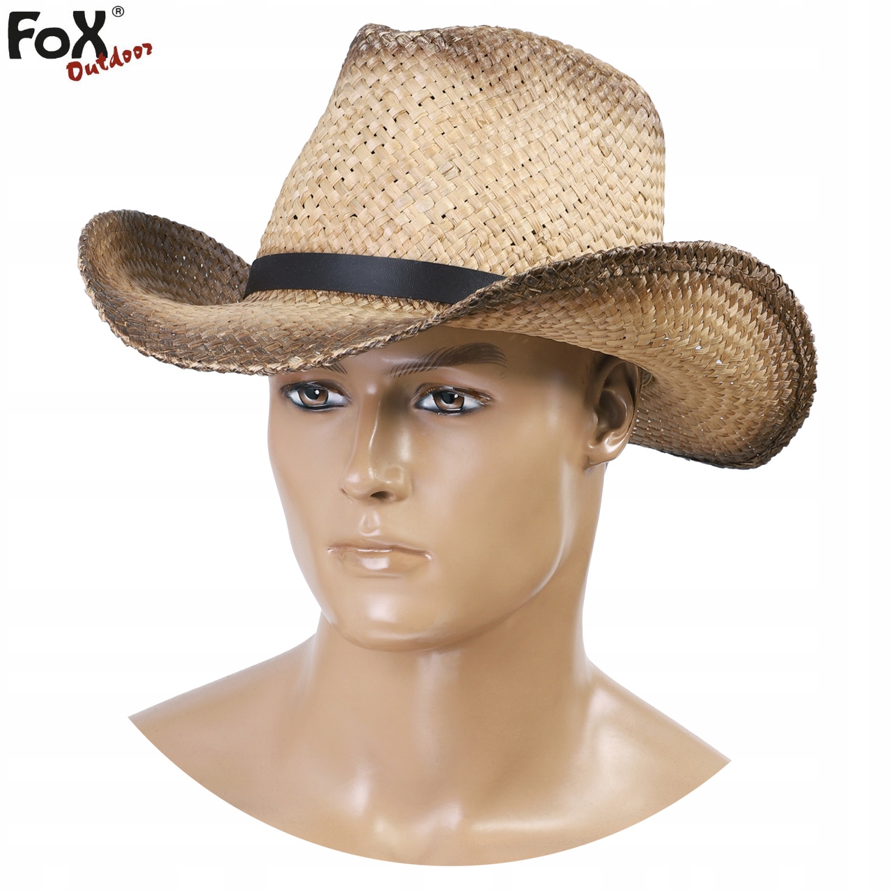 KAPELUSZ SŁOMKOWY KOWBOJSKI MĘSKI FOX Brązowy Materiał dominujący inny