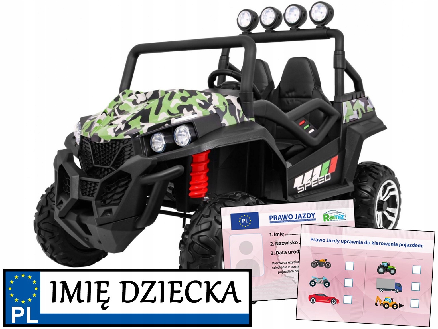 Buggy 4x4 Lift Strong napęd 4x4 wojskowy pojazd terenowy dla 2 dzieci