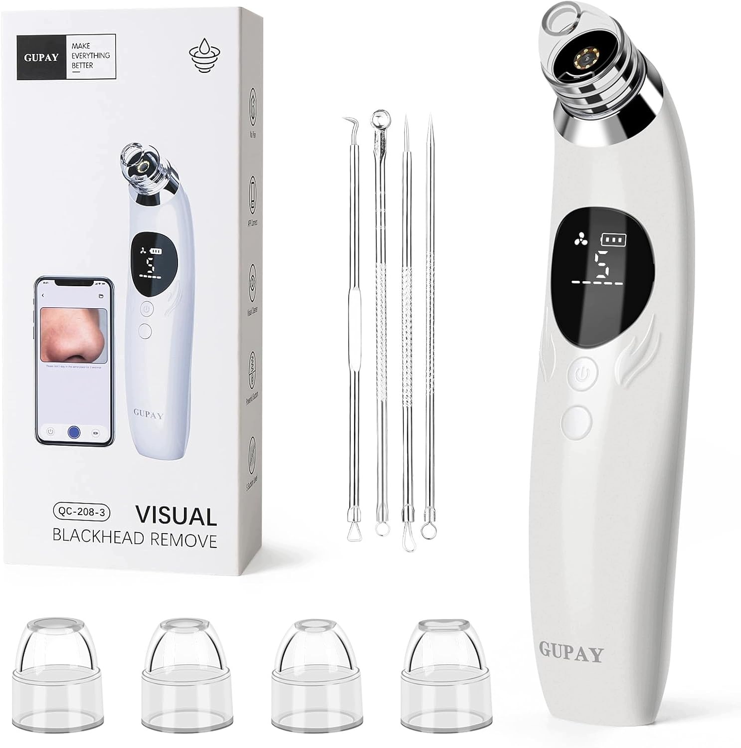 Gupay QC-208-3 odkurzacz do wągrów kamera 1080p WiFi 5 poziomów