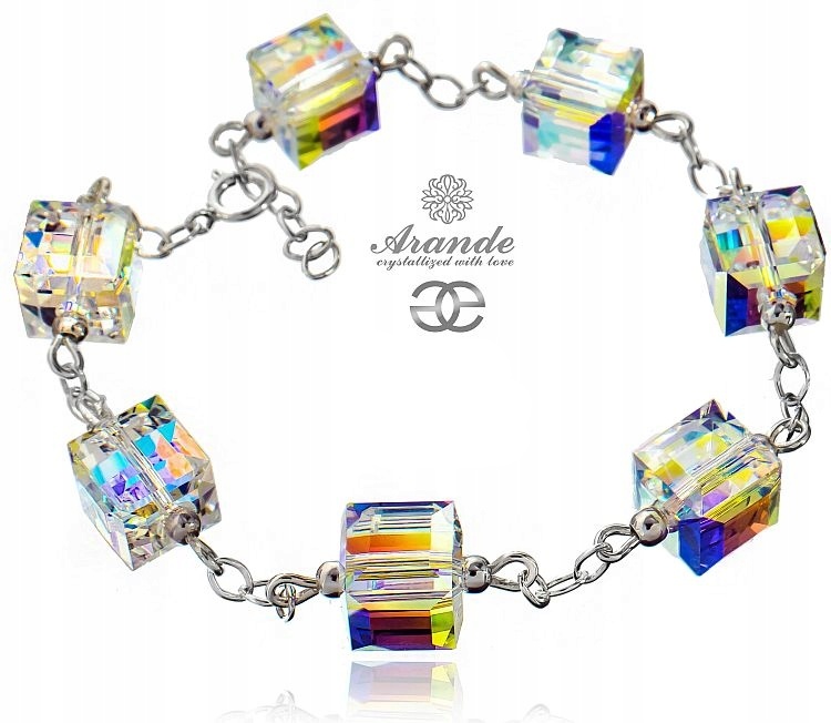 Krystaly Náramek Aurora Cube Stříbro