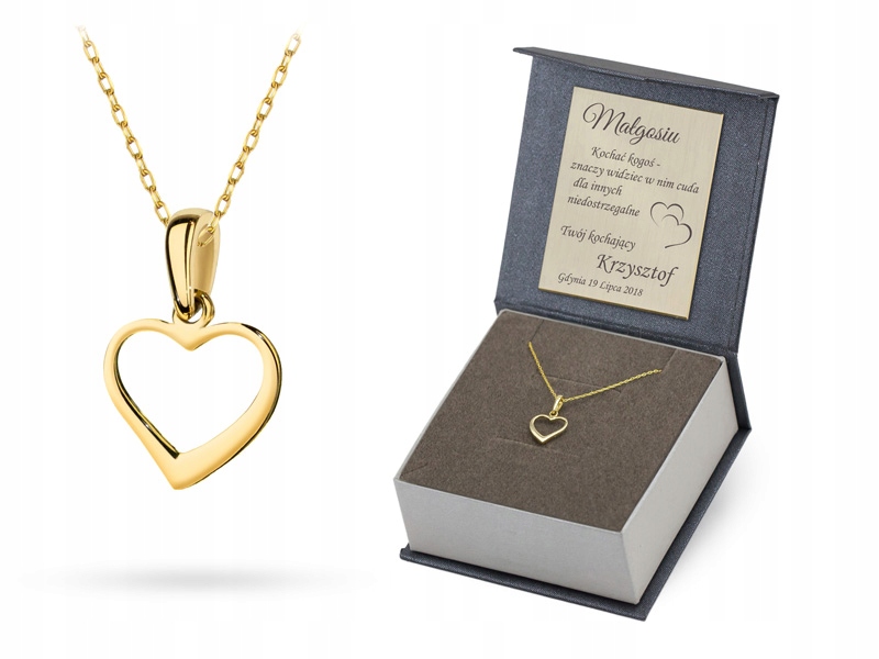 Zlatý Řetízek a Přívěsek Srdce ryzosti 585 14k