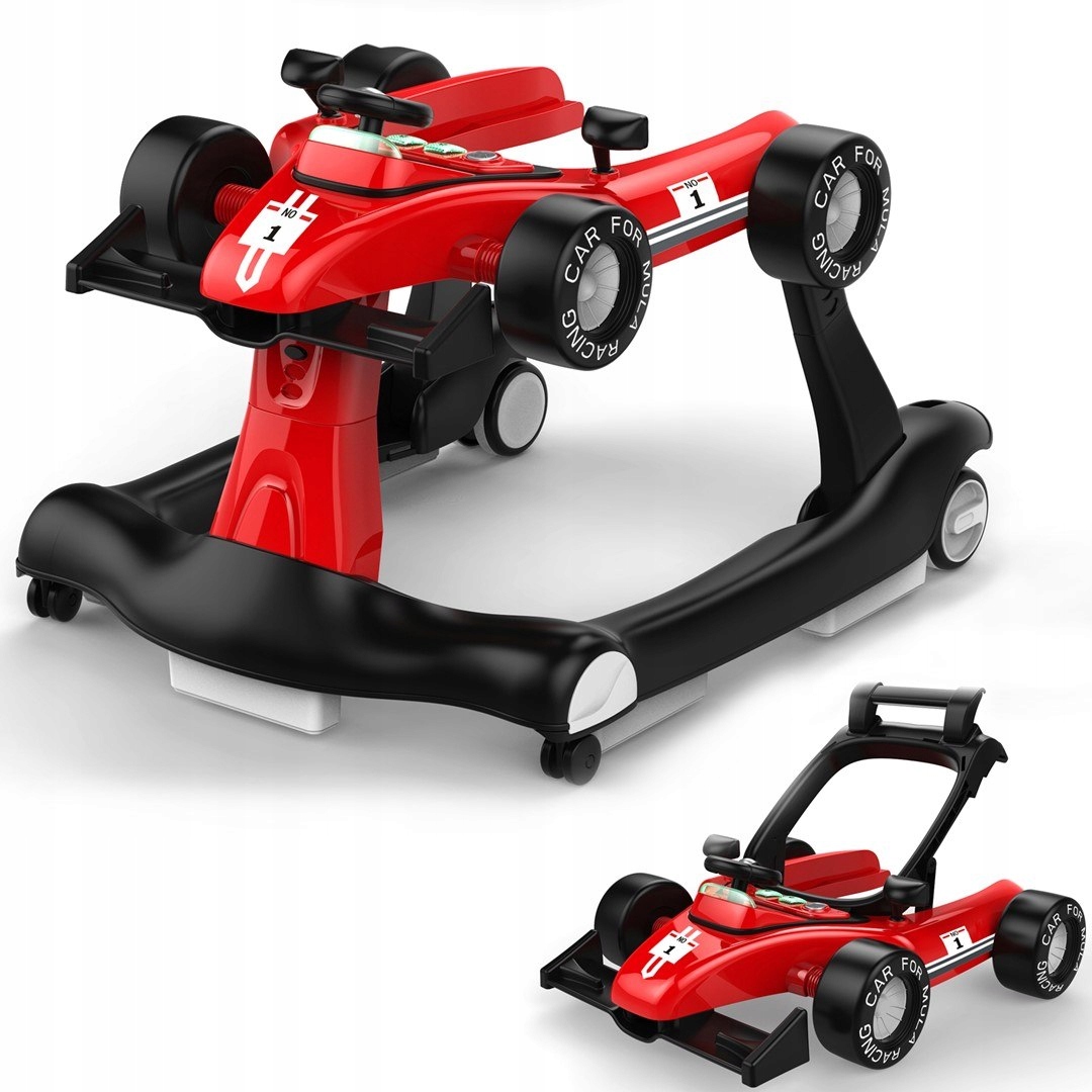 Chodzik jeździk pchacz WYŚCIGÓWKA FORMUŁA 1 3w1 Kolor dominujący odcienie czerwieni