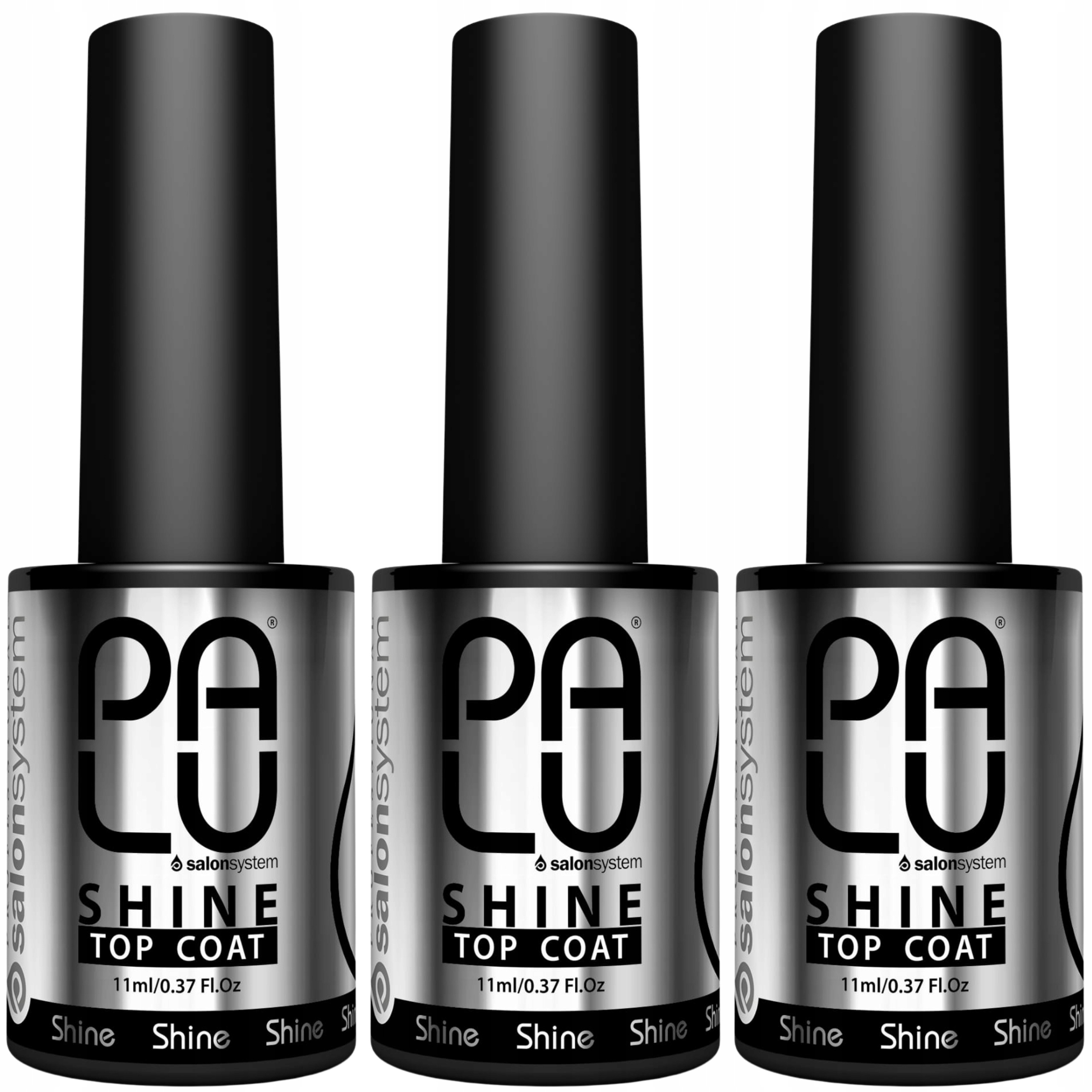3 x Palu Top Coat Shine Průhledný Odolný proti poškrábání Trvalý 11 ml