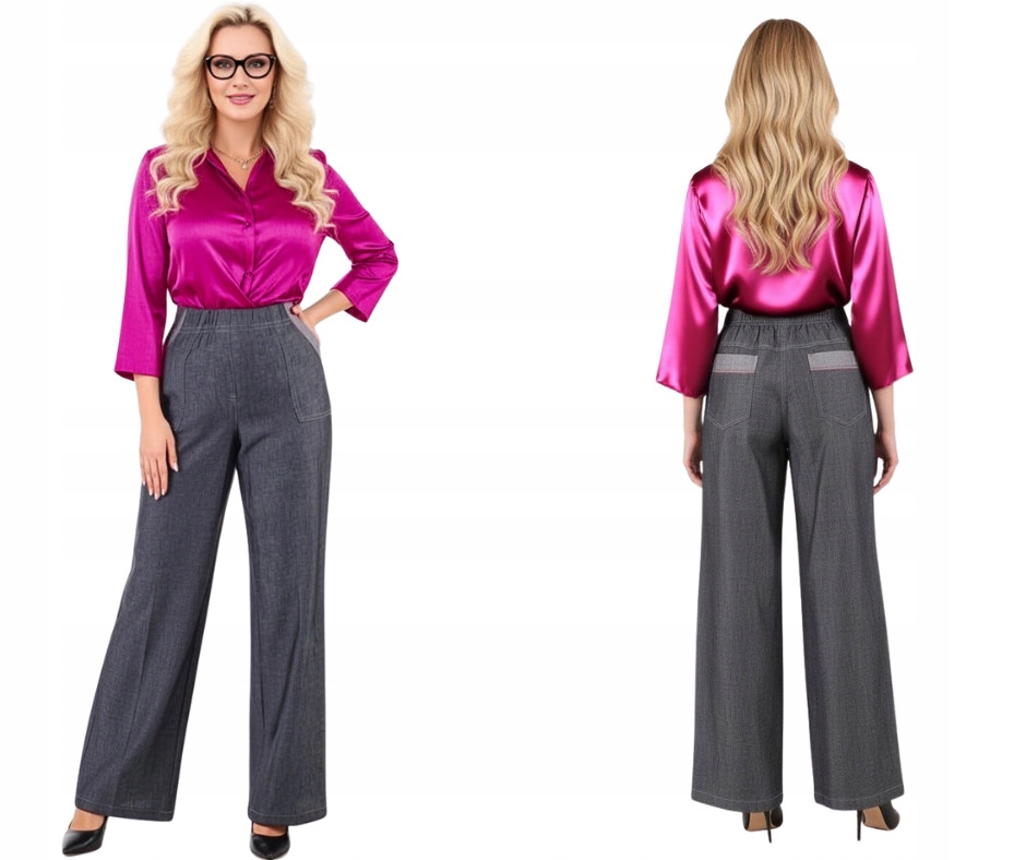 Letní džínové kalhoty Bella Soft s rovnými nohavicemi, modrá barva, velikost 48