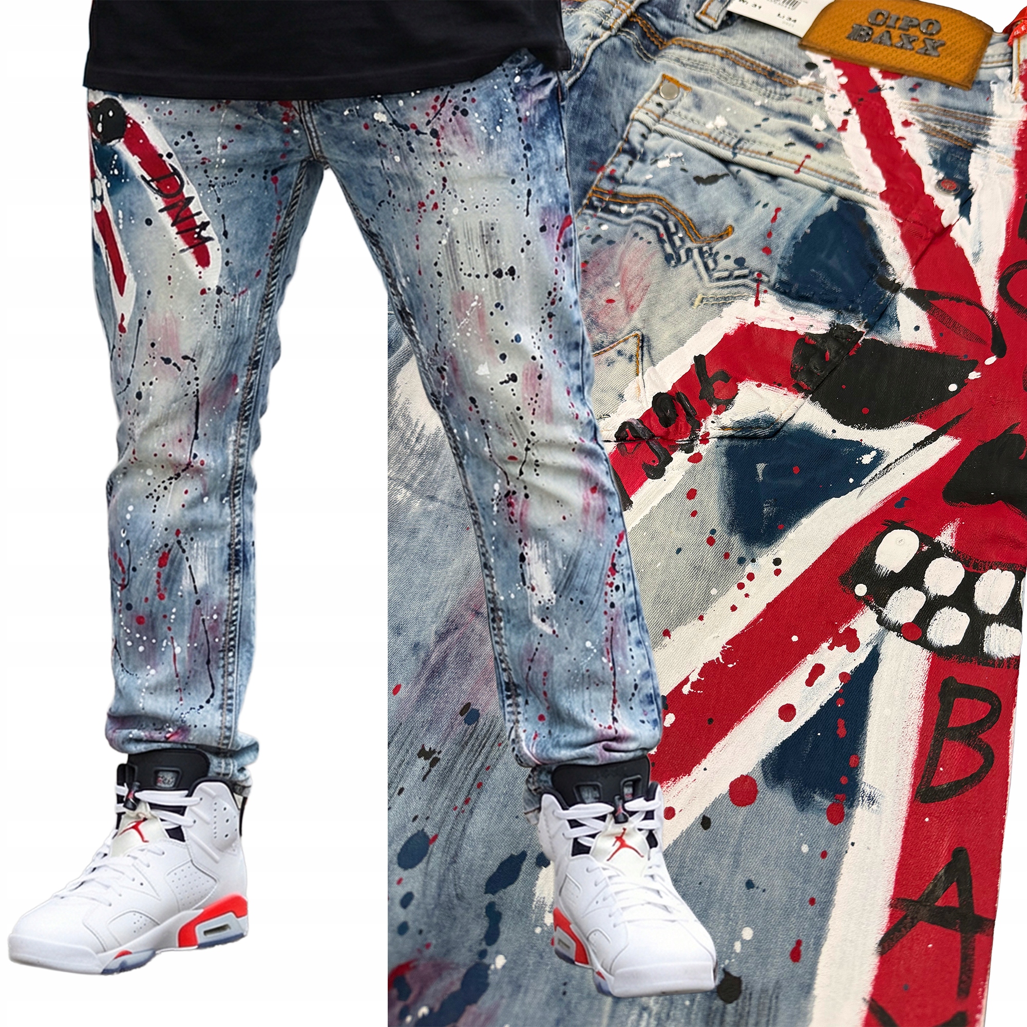 Džínové kalhoty Cipo Baxx Malované Mazané Přetíratelné Elastický materiál