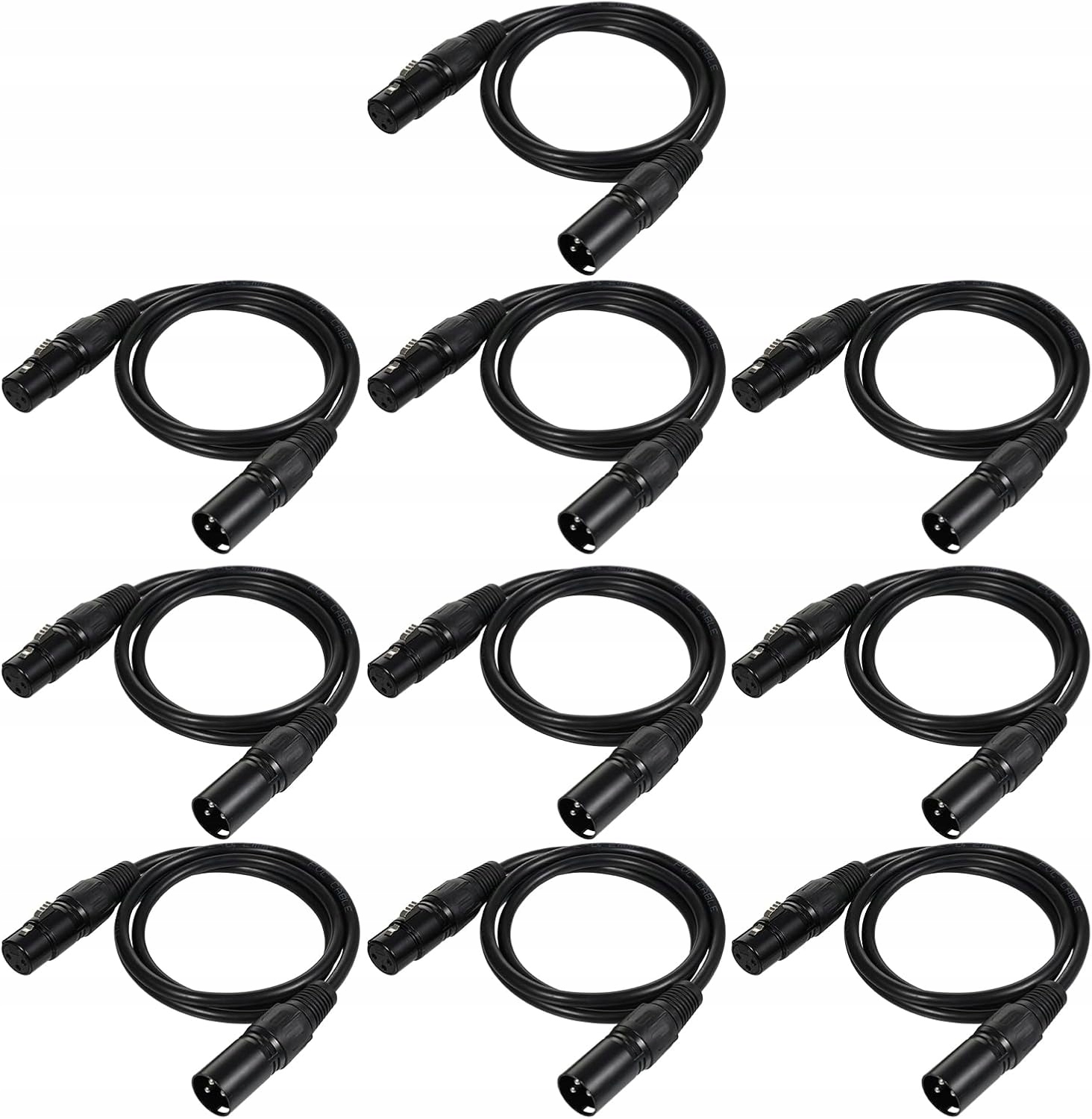 10x Kabel Przedłużka Przedłużacz Przewód Audio Złącze Xlr-dmx Mikrofonu 1M