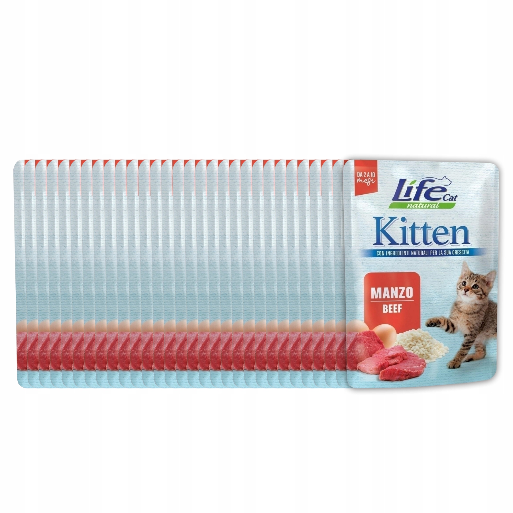 Levně Life Cat Natural Kitten Krmivo pro koťata kapsička Set 30x70g Hovězí maso