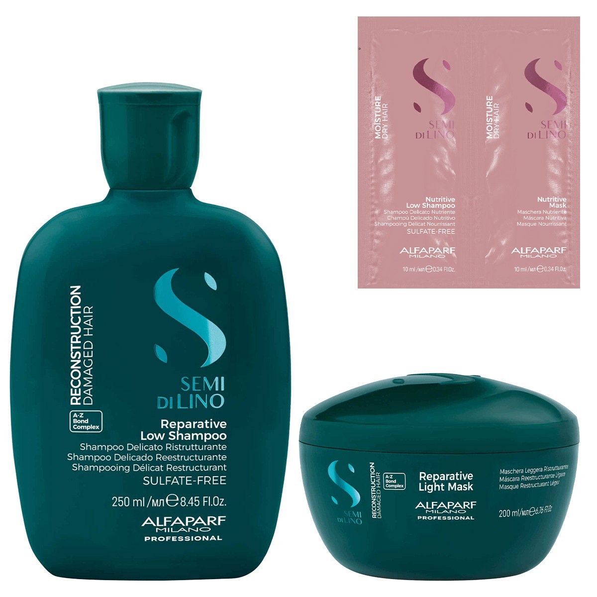 Aflaparf Semi di Lino Reparative szampon odżywka zestaw regenerujący+GRATIS