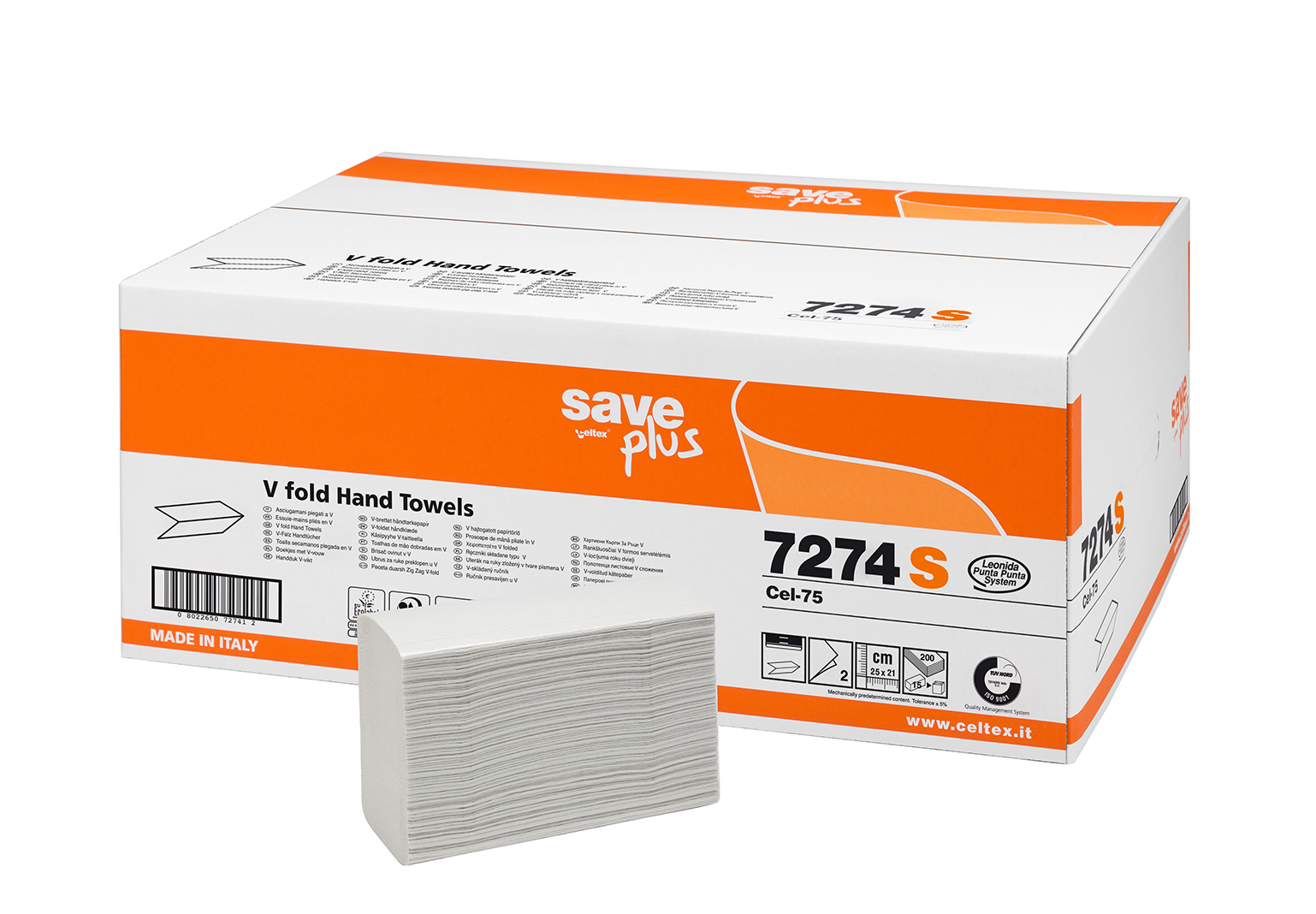 Levně Ručník ekocel V fold Celtex Save+ 21x25 cm, 3000(15x200)ks H3