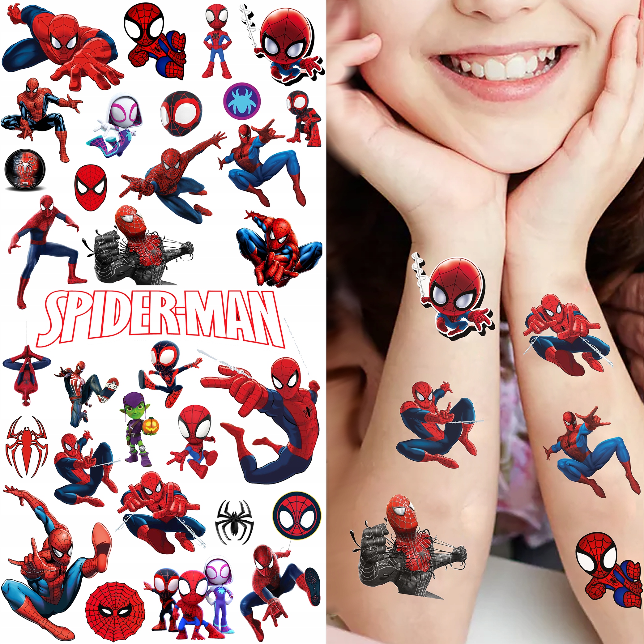 TATUAŻE ZMYWALNE SPIDERMAN WIELE WZORÓW JAKOŚĆ