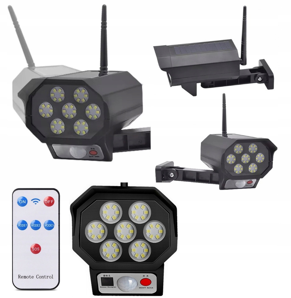 

Lampa Solarna Atrapa Kamery 2W1 Czujnik Ruchu 20W