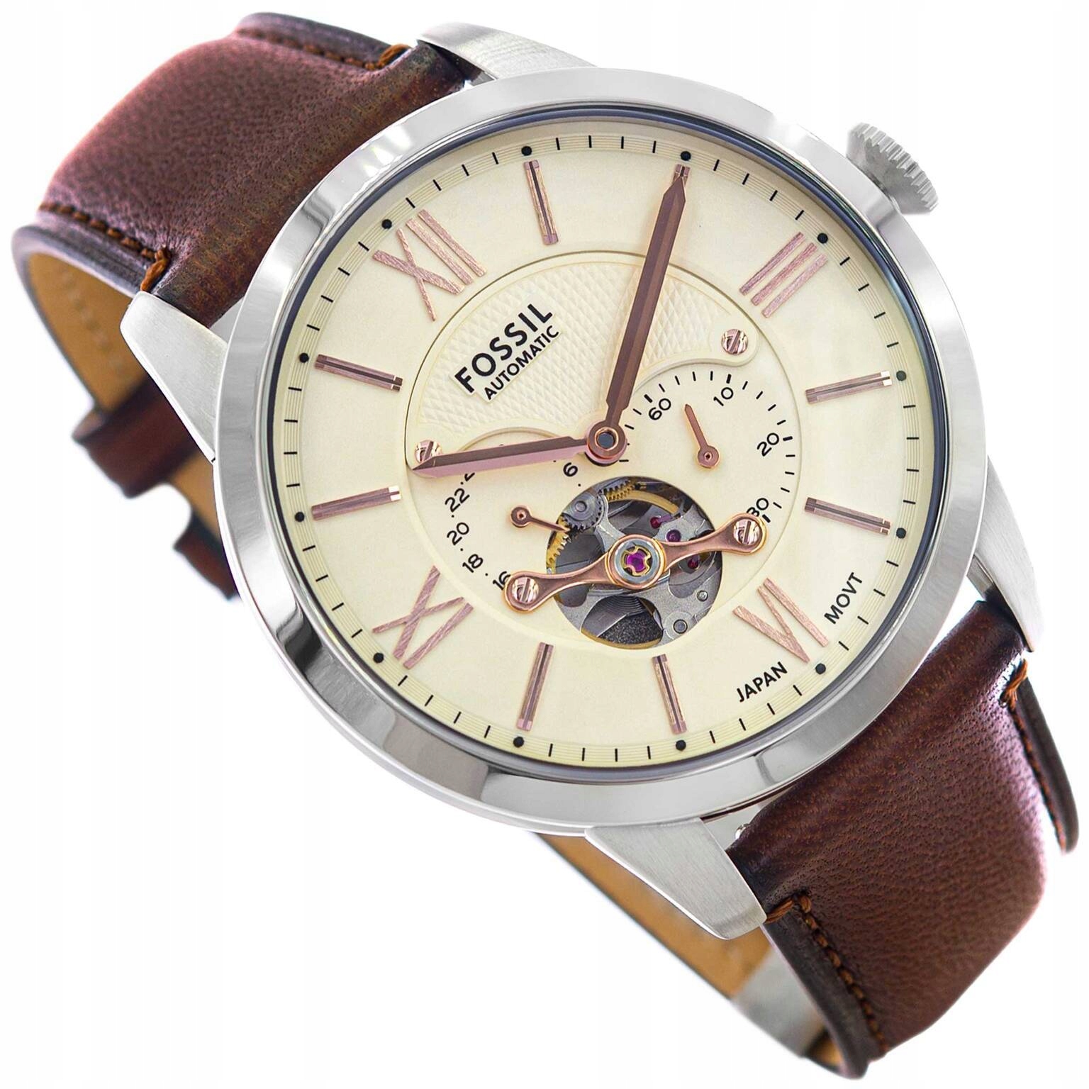 Pánské Hodinky Fossil ME3266 Townsman Automatic Hnědé S Elegantním Páskem