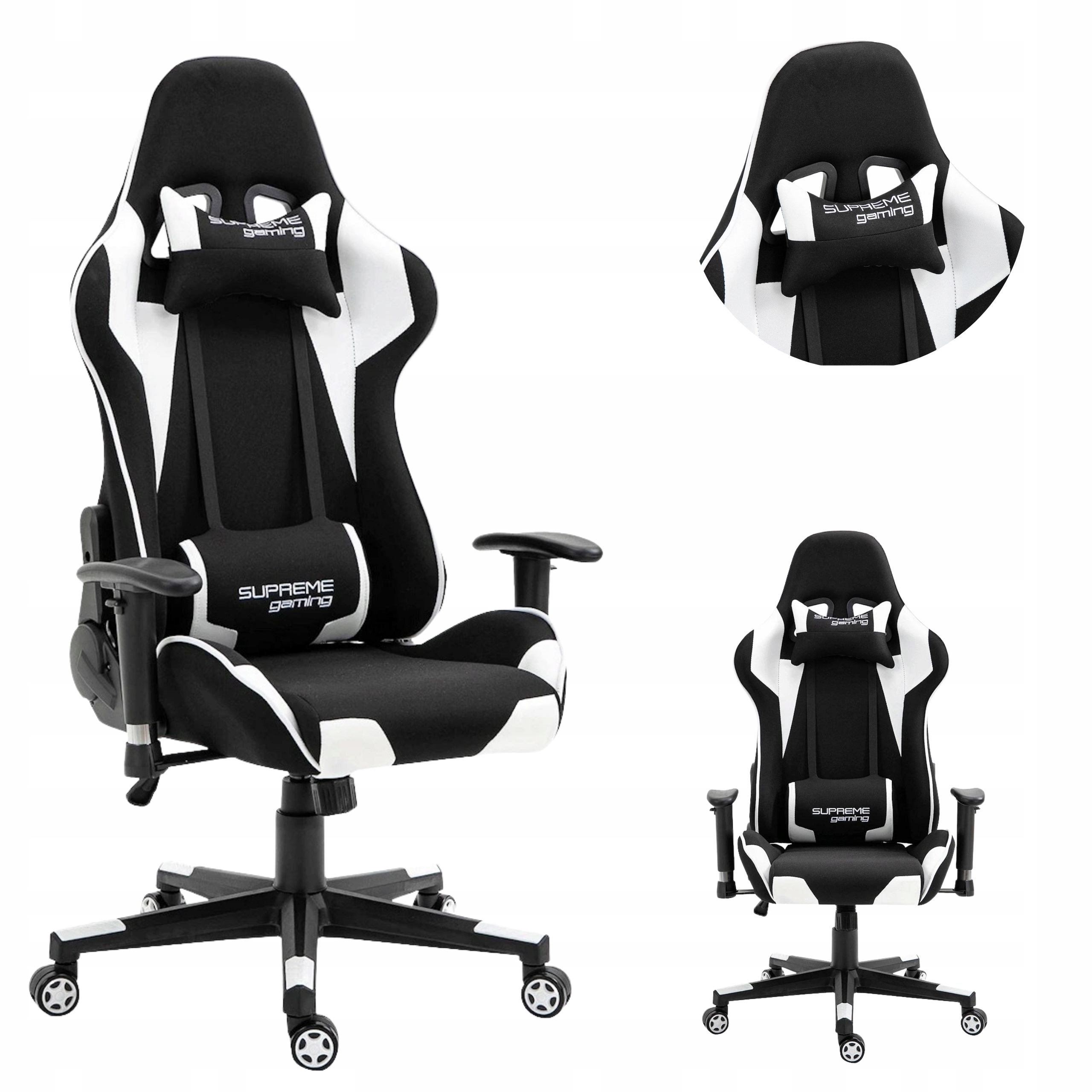 Herní otočná židle pro hráče Látkový Pohodlný Kelímek 2 Polštáře