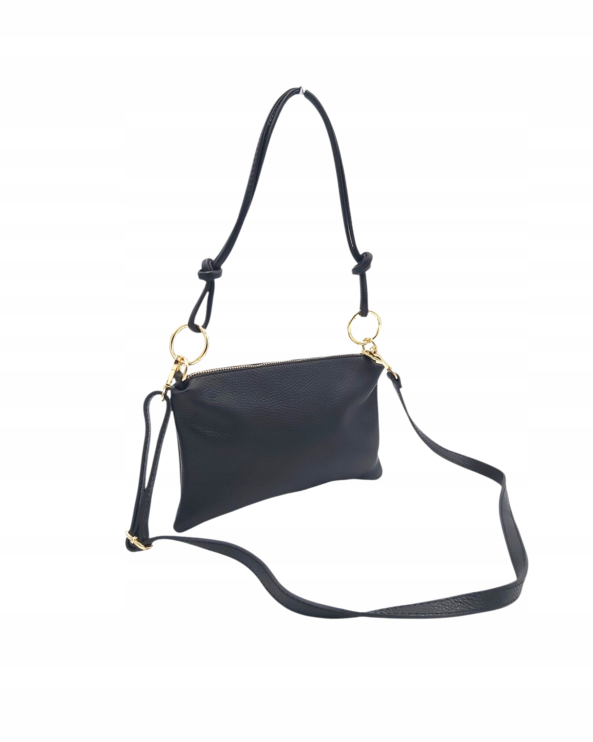 Dámská kabelka Přes Rameno černá přírodní kůže Kolečko