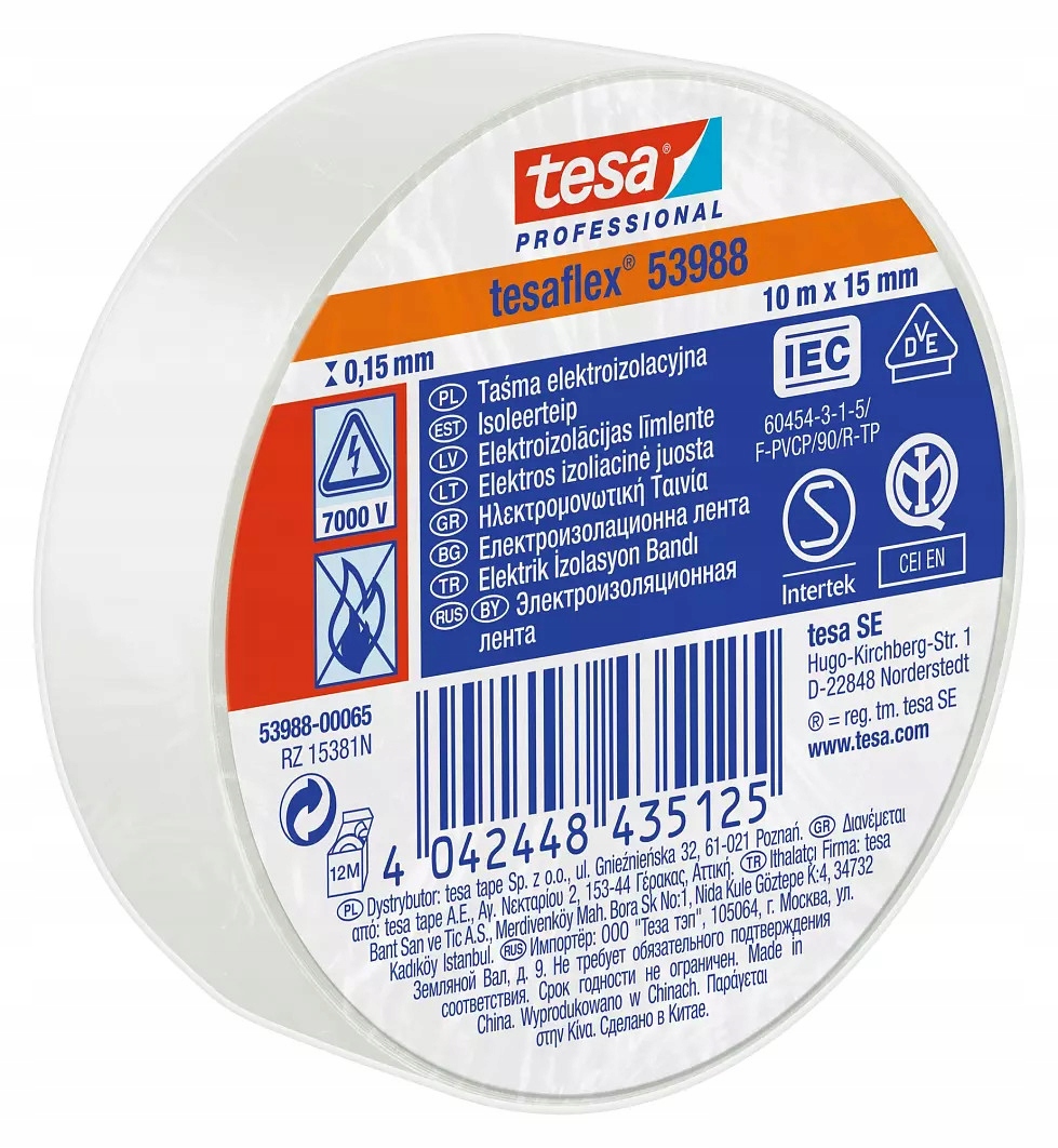 

Taśma izolacyjna tesa biała 10 m x 15 mm