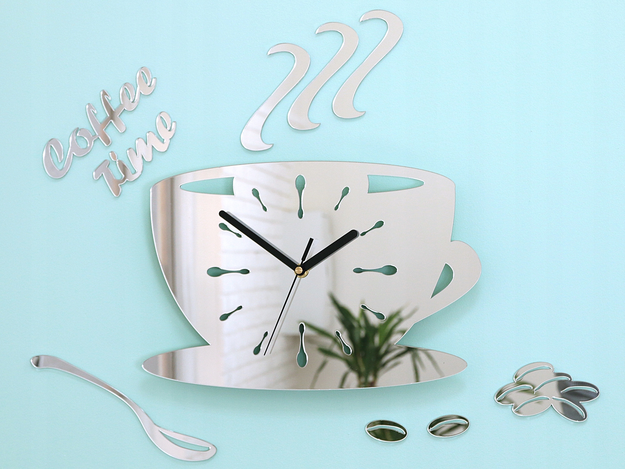 Zegar ścienny FILIŻANKA Coffe Time Lustrzana DIY Marka ModernClock