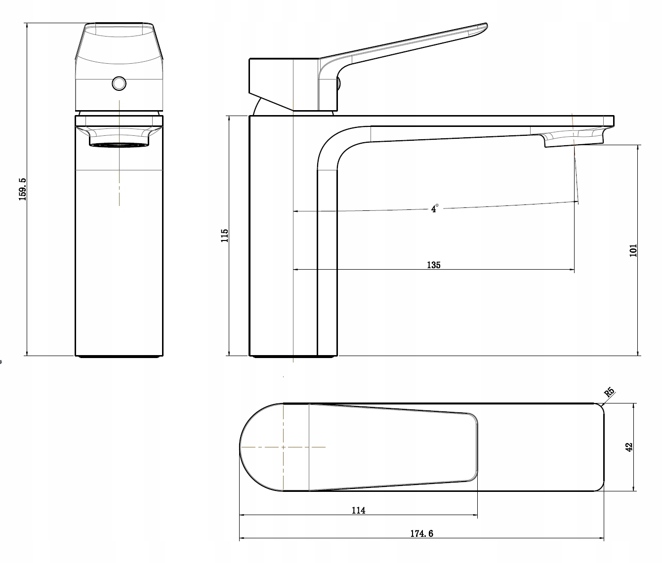 WŁOSKA umywalka ścienna wisząca 60+ bateria czarna Linia ROMSTAL