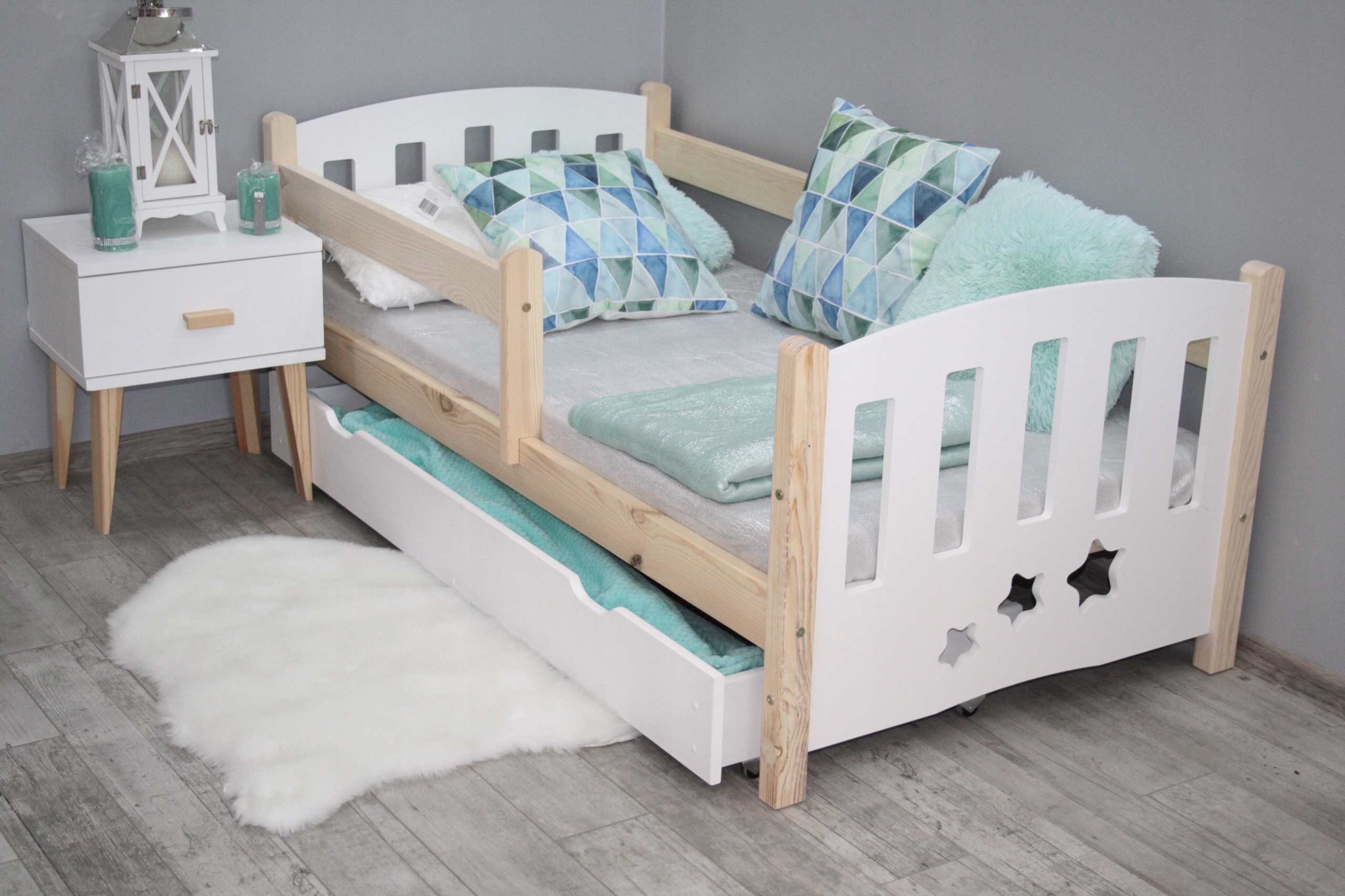 łóżko dziecięce ANIA białe 80x160stelaż,z barierką 10790080746 - Allegro.pl