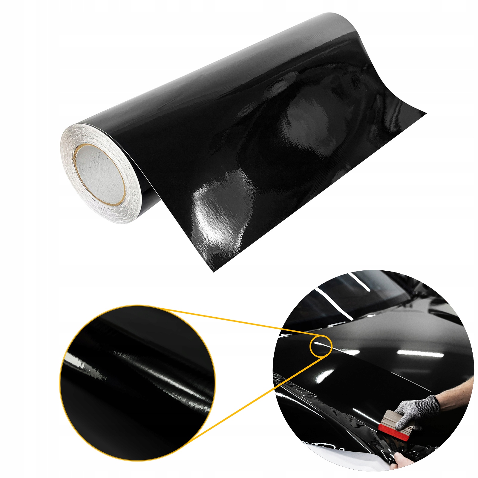 Fólie Černá Lesklá Termoplastická Na Olepování Auta Motocyklu 75 cm x 30 m