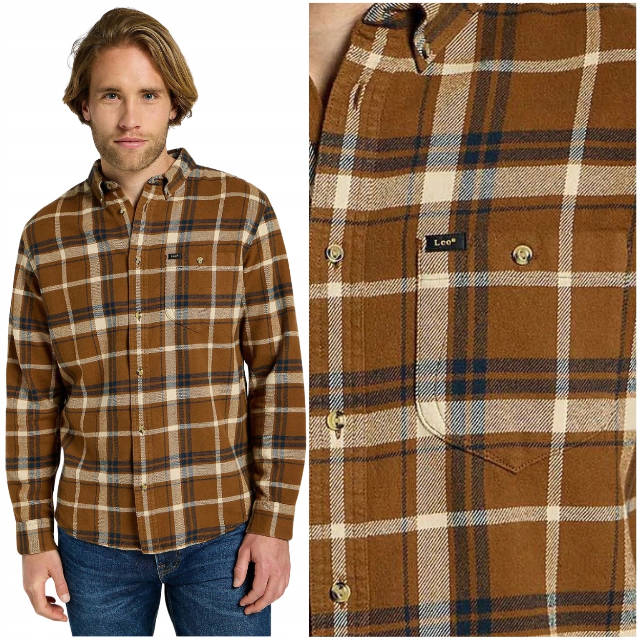 Lee Riveted Shirt volná masitá bavlněná kostkovaná košile flanelová S