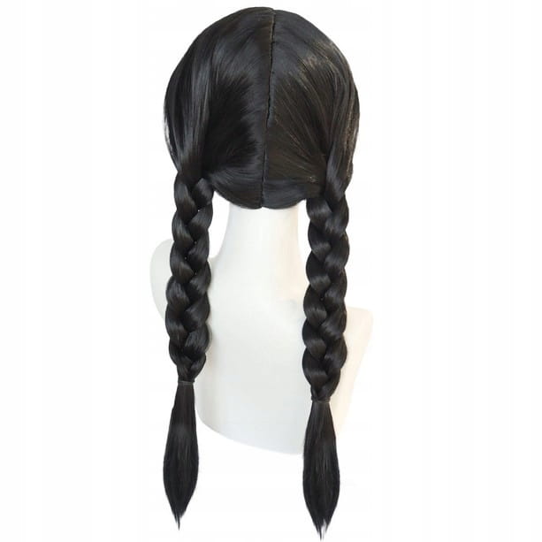 ZESTAW KOSTIUM SUKIENKA PERUKA WEDNESDAY ADDAMS 8-10 LAT ROZM.L 124-134 Rozmiar 122-134