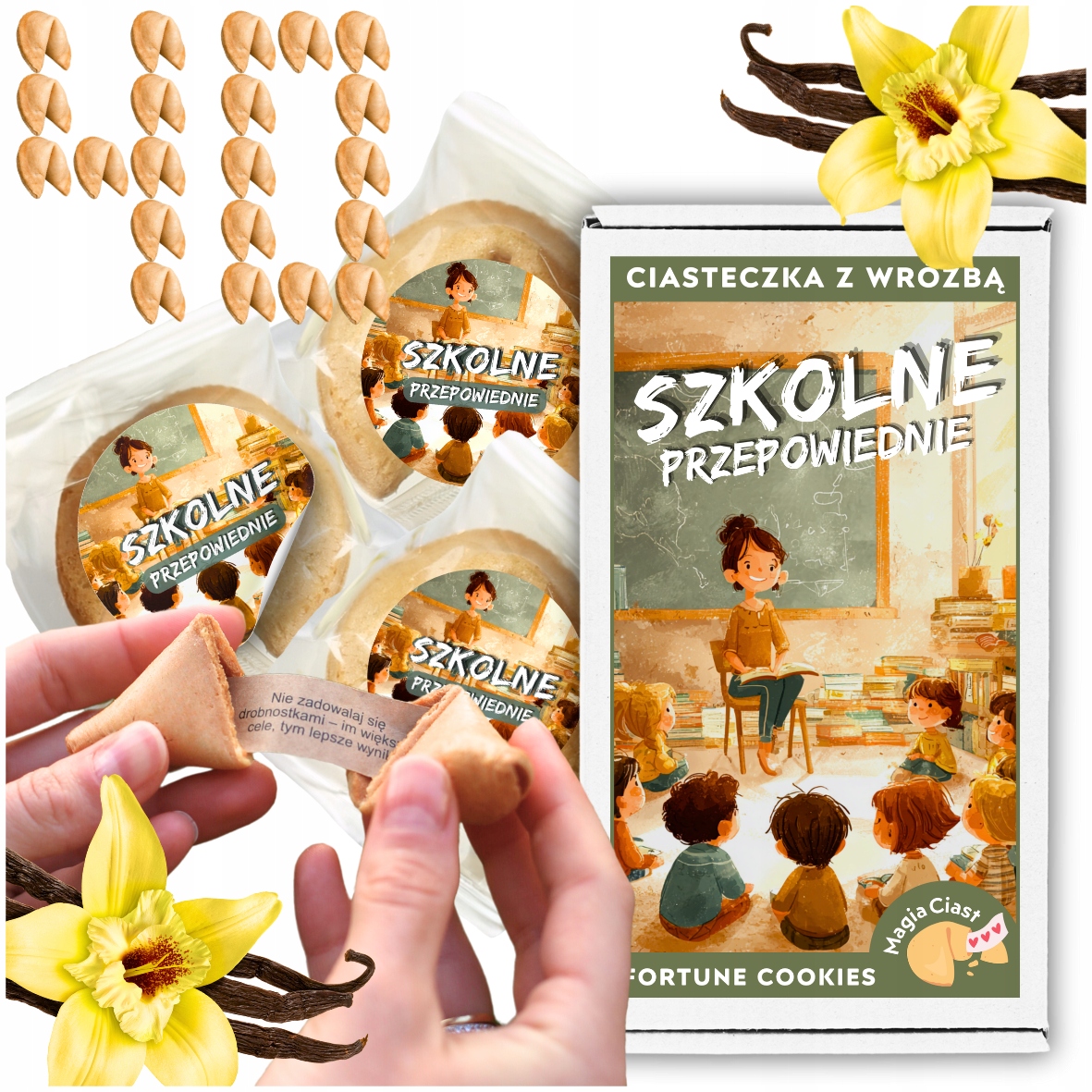 Chińskie Ciasteczka z Wróżbą dla Uczniów Szkolne 40 szt. Upominek